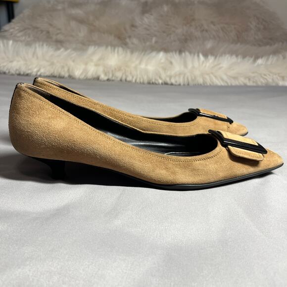 Prada Kitten Heels Iconic Mod Buckle Square Toe sz 40 (size 9.5-10) Old Money - Picture 9 of 16